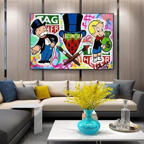 Classic Cartoon Animation Rich Money Graffiti Poster Mural Family Bedroom Childrens Room Wall Decoration Canvas Art (no Frame)