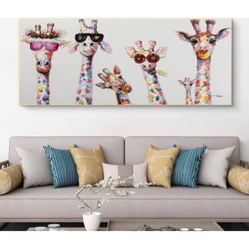Cute Cartoon Giraffes Canvas Paintings Posters and Prints Cuadros Wall Art Pictures for Childrens Living Room Home Decoration