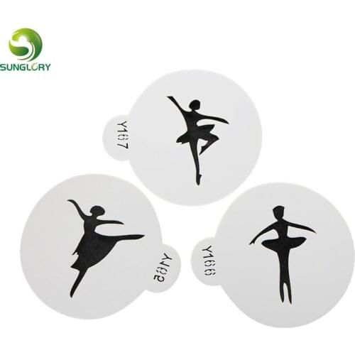 Mini 3PCS Dancing Girls Fondant Decorating Cake Stencil Cupcake Decoration Template Mold Cookie Stencils Baking Tools For Cakes