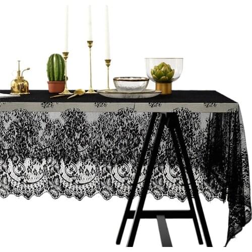 Fashioneyelash Floral Lace Tablecloth Vintage Mesh Tulle Table Cover Wedding Decoration