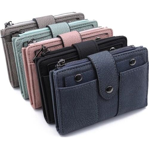 PU Leather Fashion Rivet Short Wallet Women Zipper Coin Card Holder Female Small Coin Clutch Wallets Purse Money Bag