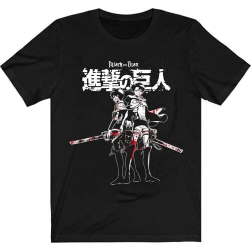 Attack on Titan AOT T-Shirt Men Cotton T Shirt Anime Levi Ackerman Eren Jaeger Clothes Tops Tees Camiseta Camiseta