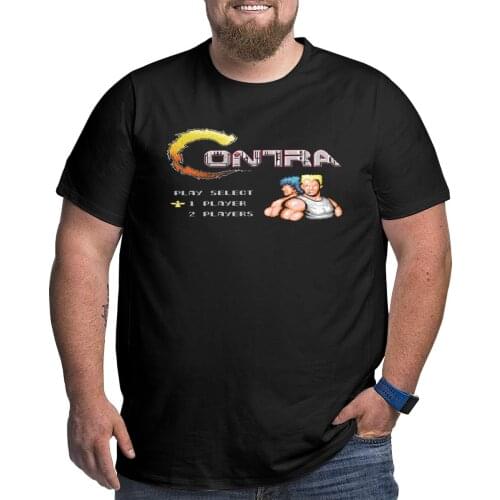 Contra NES T-Shirts for Men Pure Cotton Big Tall Tees Retro Video Game T Shirts Plus Size Big Size Large 4XL 5XL 6XL Clothing