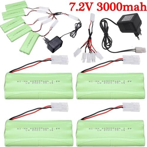 7.2v 3000mAh Battery and Charger For RC Cars Robots Tanks Gun Boats 7.2v NiMH Battery Aa 2400mah 7.2v Rechargeable Battery Pack