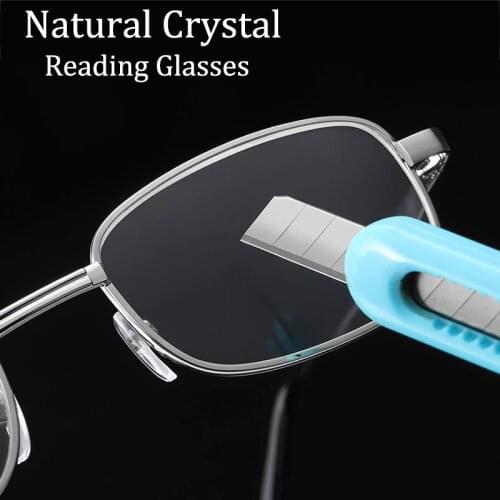 High Quality Natural Crystal HD Reading Glasses Men Women Anti-blue light UV Full frame Hyperopia Eyewear Diopter +1.0 To +4.0