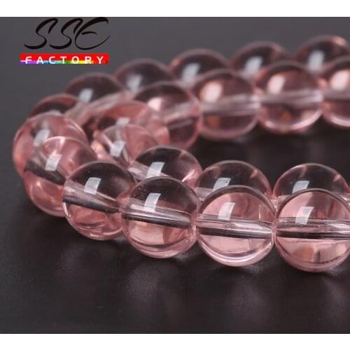 Wholesale Clear Pink Crystal Glass Beads Round Loose Spacer Beads 4 6 8 10 12 mm For Jewelry Making Diy Bracelet Necklace 15"