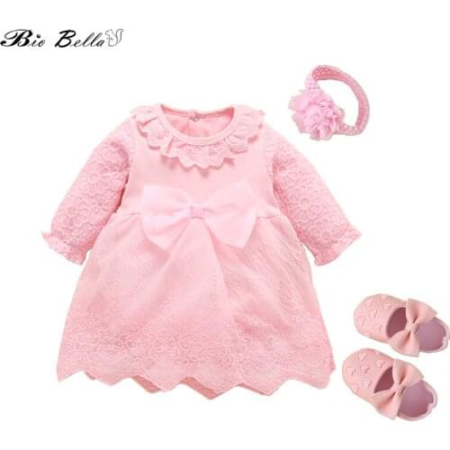 Princess Girl Dresses Sets Tutu Lace Dress+Headband+Shoes 3PCS Suit Party Dresses Girl Clothing Set Lovely Soft Outfits 0-2T