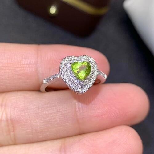 Genuine Peridot Ring Solitaire 925 Sterling Silver Rings for Women Engagement Ring Silver 925 Gemstones Jewelry