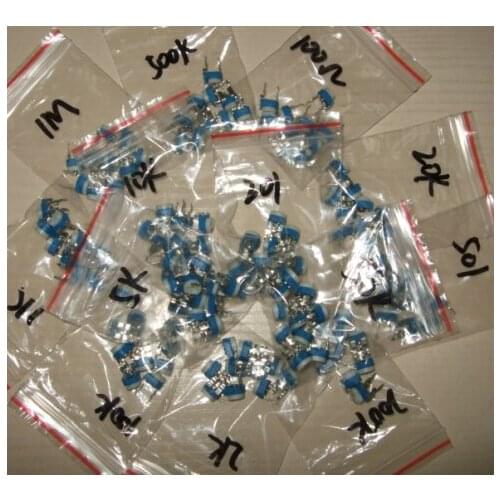 Trimming Potentiometer RM-065 adjustment 100ohm-1Mohm RM065 WH06-1 Variable Resistors Assorted Kit 14Type*5pcs=70pcs