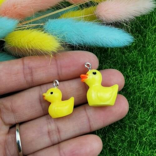 10pcs Yellow Duck Resin Charms Cute Little Animals Pendants For Earring Necklace Decor Jewelry Accessories Phone Case DIY