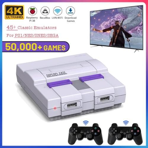 Portable WIFI 4K HDMI TV Video Game Console Built-in 50000 Games With Dual Wireless Controller Raspberry Pi For PS1/NES/GBA/SEGA