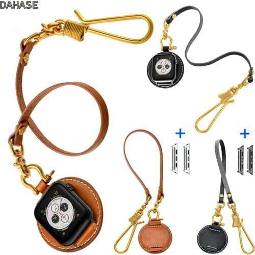 Calfskin Leather Pocket Watch Strap For Apple Watch Band Series 5 4 3 2 1 Genuine Leather Wrist Strap 44mm 42mm 40mm 38mm