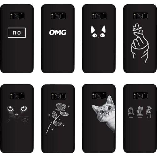 QAQsam Silicone Cover For Samsung Galaxy S8 Case Painting Flower Cat Moon Matte Phone Cases Funda