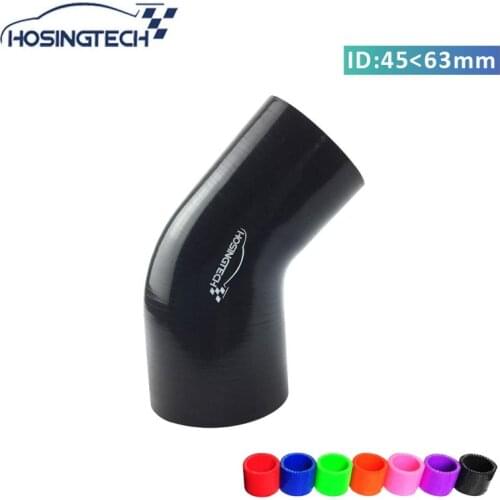 HOSINGTECH- high quality 63mm to 45mm (2.5"-1.75") black 45degree silicone elbow hose reducer