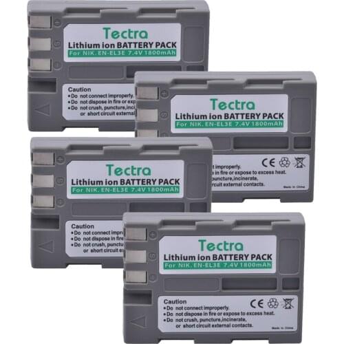Tectra 4PCS EN-EL3E EN EL3E 7.4V/1800mAh Li-ion Battery for Nikon ENEL3E EN EL3E D30 D50 D70 D90 D70S D300