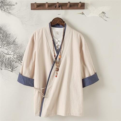 Traditional Kimono Cardigan Men Japanese Kimono Beach Thin Holiday Asian Clothes Yukata Male Fashion Casual Shirt Cotton Kimonos
