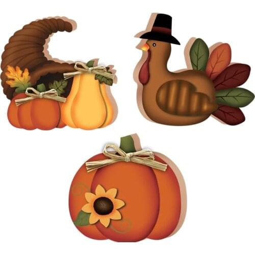 Home Indoor Desktop Decoration Thanksgiving Pumpkin Turkey Scene Layout Wooden Desktop Ornaments Creative Model Decor