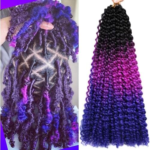 Mtmei Hair 18 Inch Passion Twist Hair 22Strands Curly Synthetic Crochet Braids Black Brown blue Purple Ombre Braiding Hair 80g