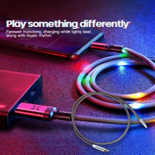 1M USB Charger Luminous Quick Charge Type-c LED durable 5V-2A Charging Cable For iPhone Android Mobile Phone