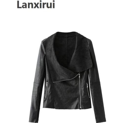 Womens Slim Biker Motorcycle Pu Soft Leather Zipper Jacket Coat plus size 5XL