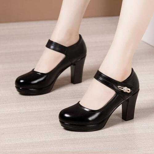 Plus Size 32-43 White Wedding Shoes Women Pumps 2021 Summer Fall Buckle High Heels SHoes Ladies Platform Pumps Block Heel
