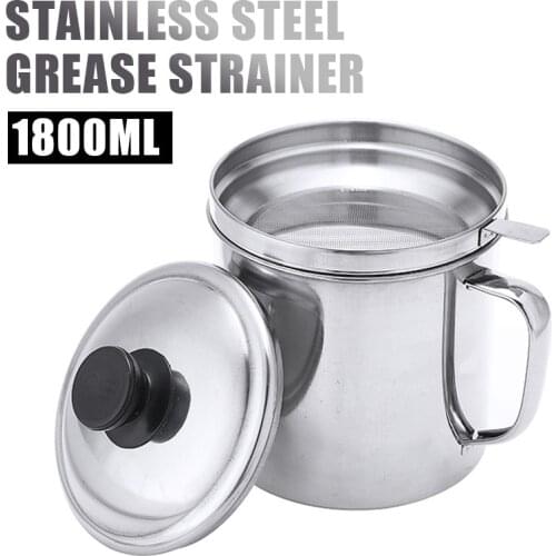 1.8L Stainless Steel Oil Strainer Pot Portable Container Jug Storage Can Filter Leakproof Oil Pot Dispenser Kitchen Gadgets