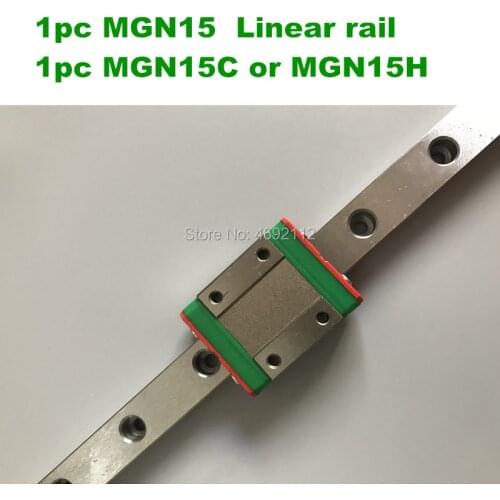 1pc 15mm Linear Guide MGN15 100 150 200 250 300 350 400 450 500 550 600 mm linear rail + MGN15H or MGN15C block 3d printer CNC