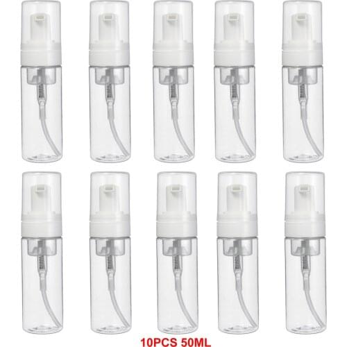 10PCS 50ML PET Portable Foam Refillable Bottle Empty Foam Pump Bottles for Sanitizer Facial Cleanser Cosmetics Containers Travel