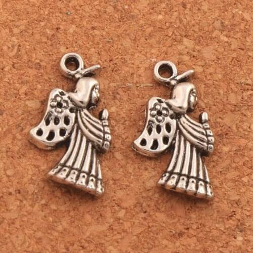 150Pcs Praying Angel With Flower Wings Spacer Charm Beads Tibetan Silver Pendants Alloy Jewelry DIY L102 22x11.6mm