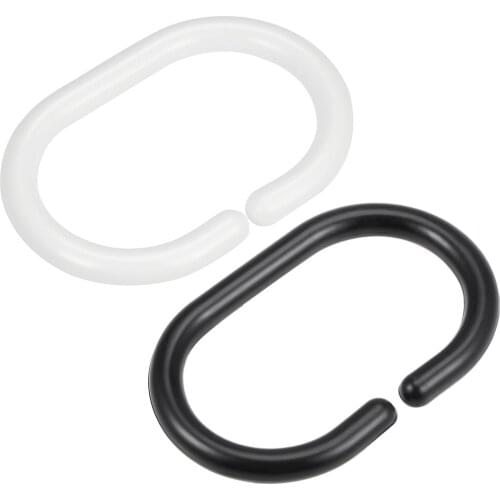 Uxcell 18Pcs Shower Curtain Rings Plastic Hooks for Bathroom Drape Rod Black Tub Changing Room Bedroom Bathroom Office etc