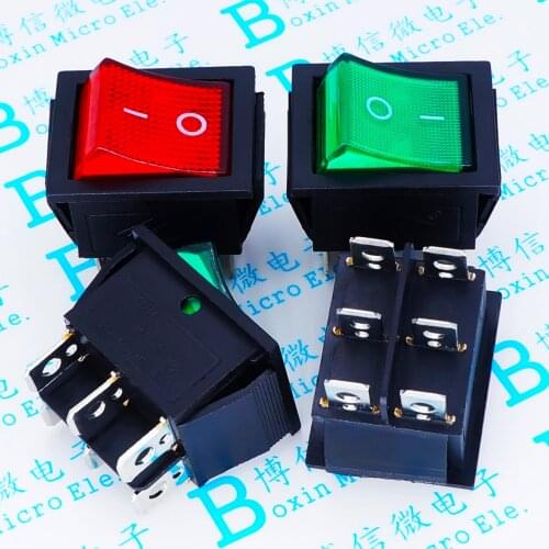 2PCS KCD4 Rocker Switch ON-OFF 2 Position 4/6Pin With Light Power Switch 31*25 16A 250VAC 20A 125VAC Red/Yellow/Green