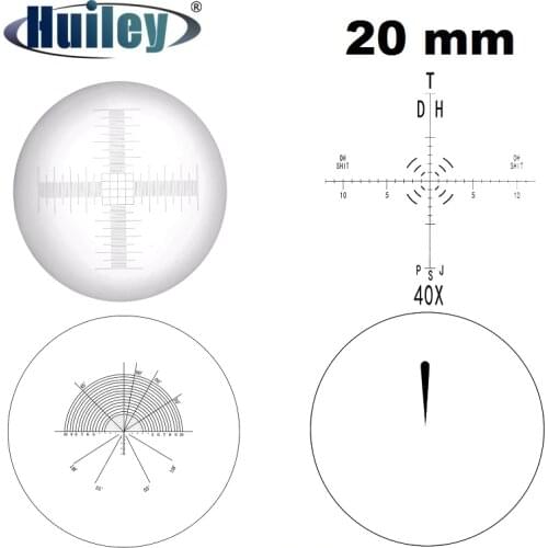 20mm Microscope Micrometer Target Calibration Eyepiece Micrometer X Y Cross Ruler Needle Concentric Semi-circles Reticle Scale