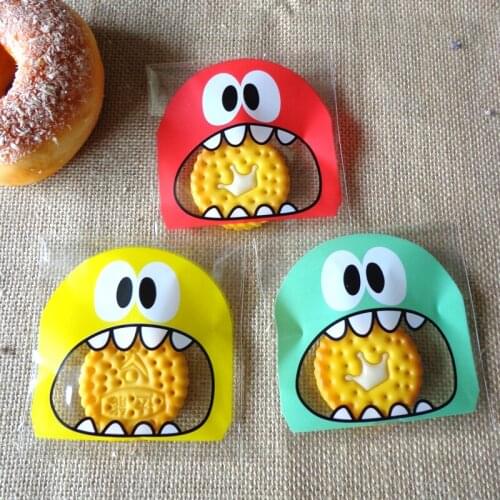 300pcs Cute Cartoon Monster Gift Self-Adhesive Plastic Bags Wedding Birthday Party Favors Cookie&Candy Packaging Bags