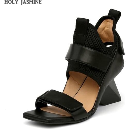 Lady Genuine Leather Shoes Woman Luxury Brand Design Gladiator Boots Women 2021 Summer Party High Heels Sandals Fashion Shoes