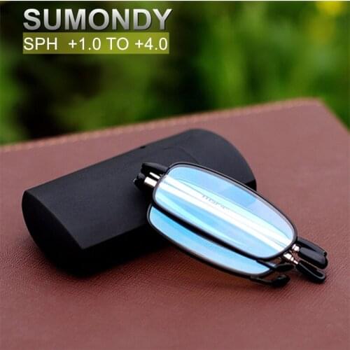 SUMONDY Brand High Quality Folding Reading Glasses Men Women Exquisite Anti Fatigue Foldable Business Presbyopia Eyeglasses G389