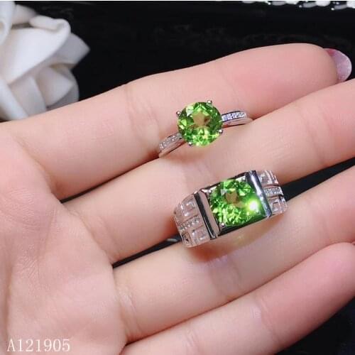 KJJEAXCMY boutique jewelry 925 sterling silver inlaid natural peridot gemstones for men and women luxury couple ring support ide