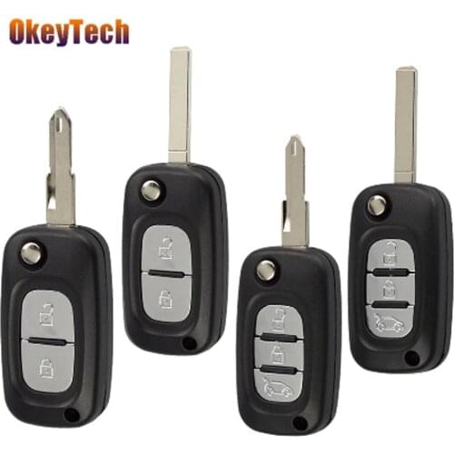 OkeyTech 2/3 Buttons Flip Folding Car Key Shell For Renault Clio Megane Kangoo Modus Auto Remote Case Cover Uncut Blank Blade