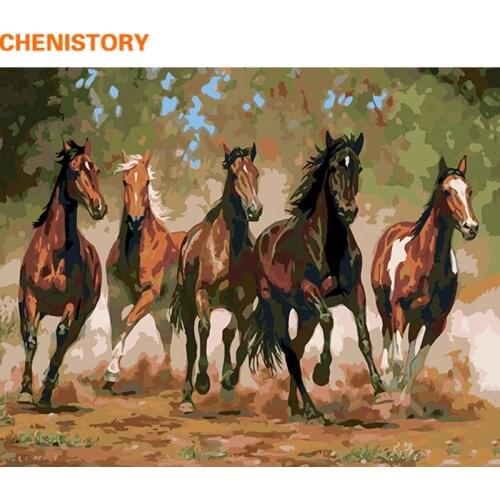 CHENISTORY Running Horse DIY Painting By Numbers Animals Modern Wall Art Picture Hand Painted Acrylic Paint For Home Decor Gift