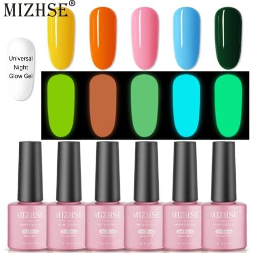 MIZHSE 6PCS Gel Nail Polish Set Glow In The Dark Semi Permanent Enamel Gel Varnish Soak Off Nail Polish for Manicure Nail Art