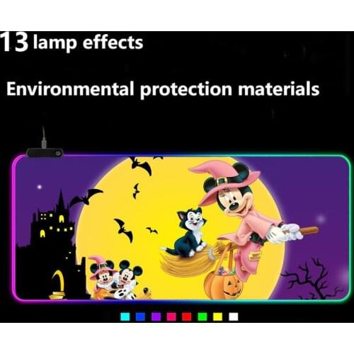 Disney LED Light Gaming Mouse Pad RGB Keyboard Cover Non-Slip Rubber Base Computer Carpet Desk Mat PC Game Mouse Pad