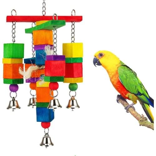 Parrot Toy Gnawing Wood Color Swings Acrylic Wooden Bell Swing Climbing Ladder Bird Toys Pet Products Bird Supplies