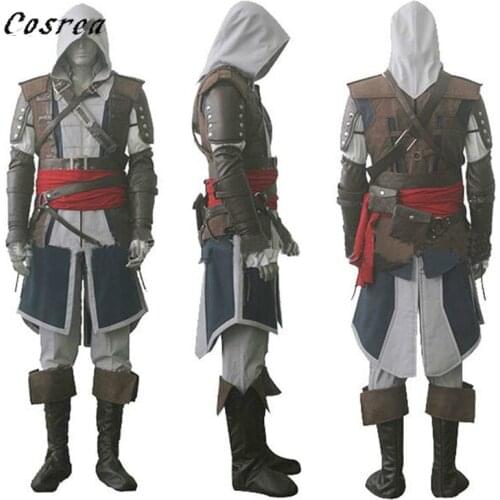 Cosrea Assassins Costume Edward Creed Black Flag Kenway Cosplay Costume Complete Customization Suit for Halloween Party