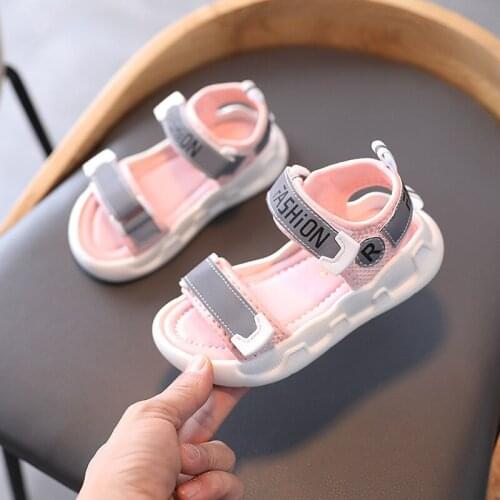 Summer Kids Sandals Boys Girls Sandals Pink Black Soft Soled Anti-Slip Children Casual Shoes Summer Beach Sandals 3~14 Years Old