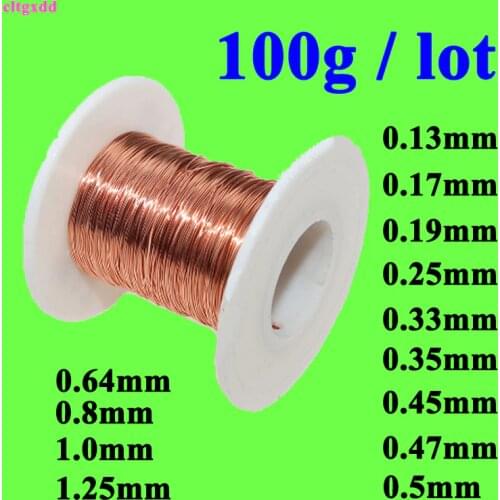 0.13mm 0.25mm 0.27mm 0.4mm 0.47mm 0.5mm 0.64mm 1mm 1.25mm Enameled Copper Wire Magnet Wire Copper Winding Wire Weight 100G