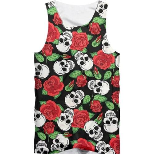 IFPD EU Size Cool 3D Print Skulls Black Tank Top Men Casual Vest Hiphop Streetwear Plus Size Sleeveless Tops Clothes Drop Ship