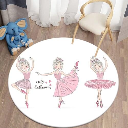 Cartoon Ballet Girl Round Carpet for Living Room Area Rug Kids Carpet Bedroom Floor Mat Rugs and Carpets for Home Living Room