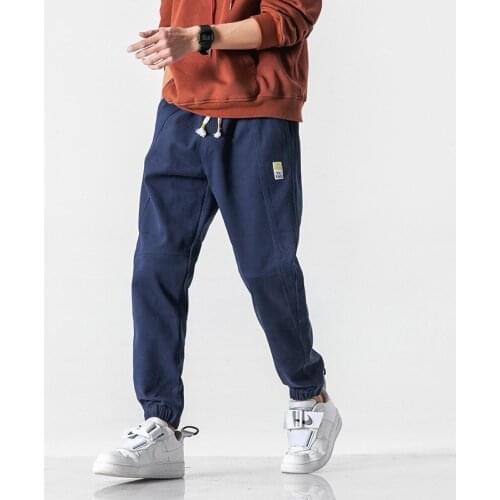 2106 Large Sized M-8XL Men Casual Pants Cargo Style Spring Autumn Streetwear Drawstring Solid Color Student Tooling Trousers