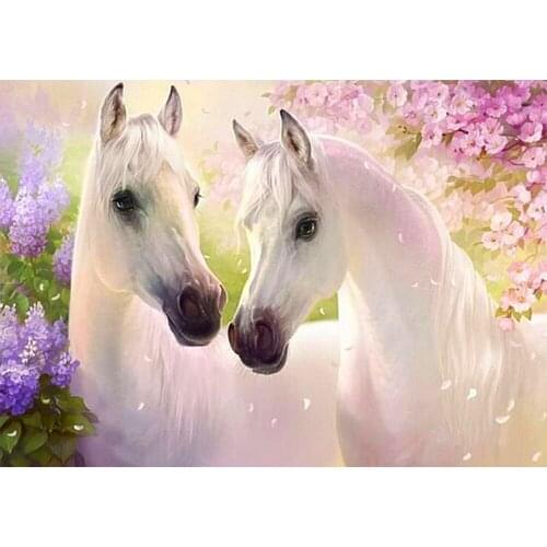 LI LOYE Needle Arts DIY Diamond Painting Cross Stitch White horse couple Diamond Embroidery Flowers Scenery Drill Picture RT506