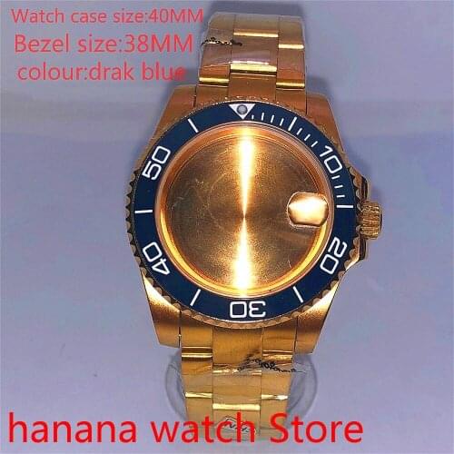 Suitable for NH35 36 Mingzhu2813 Miyata automatic winding 40mm sealed back gold box series, with rotating bezel drak blue