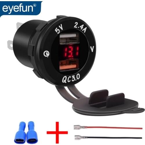 Lighter socket charger Modified car charger lighter socket charger car charger usb QC3.0 dual 2 USB LED display car charger